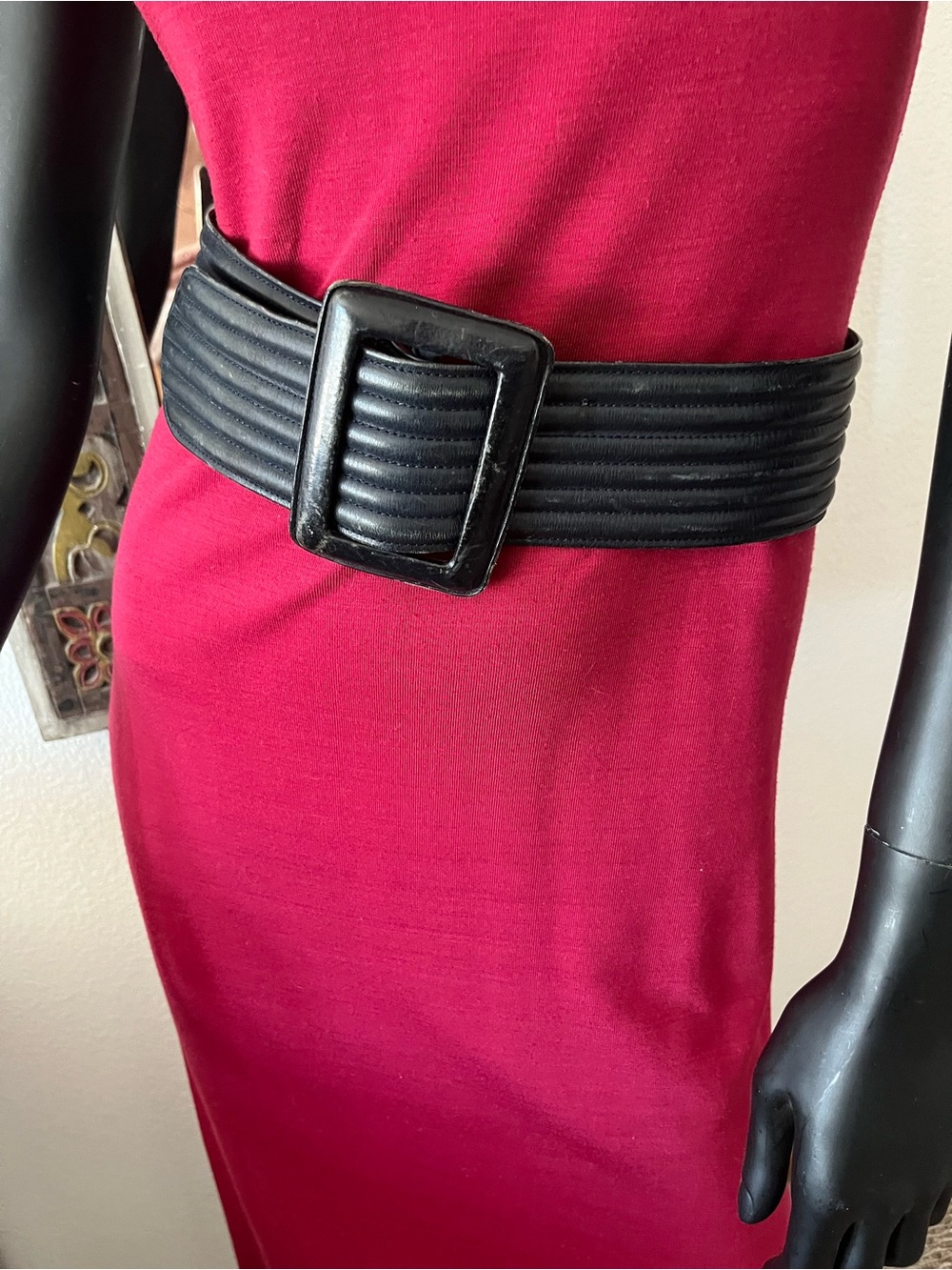Vintage Navy Saks 5th Sve Wide Waist Belt with Square Buckle